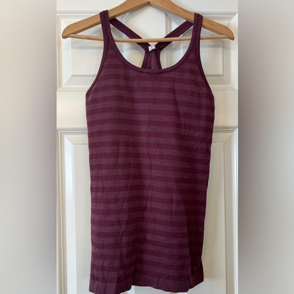 Lululemon Ebb to Street Tank with built in bra Burgundy Heather Size 10